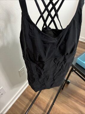 NWT Tempt Me Black Crisscross-Back Swim Top